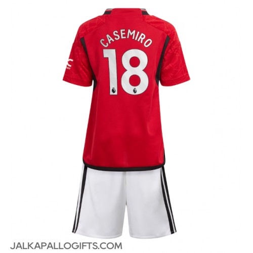 Manchester United Casemiro #18 Koti Peliasu Lasten 2023-24 Lyhythihainen (+ Lyhyet housut)